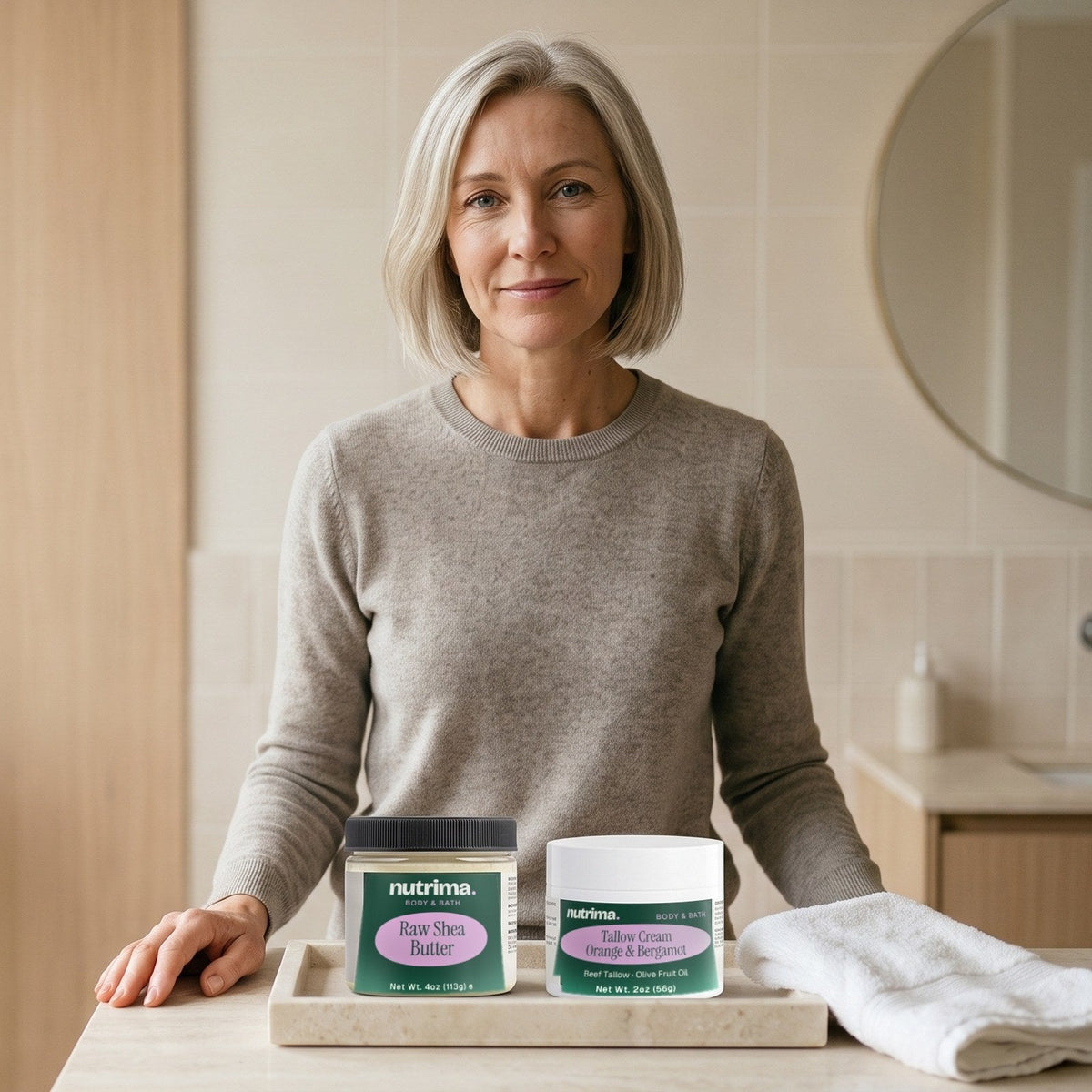 Body & Bath — nutrima products with a brand model — AI-generated brand image