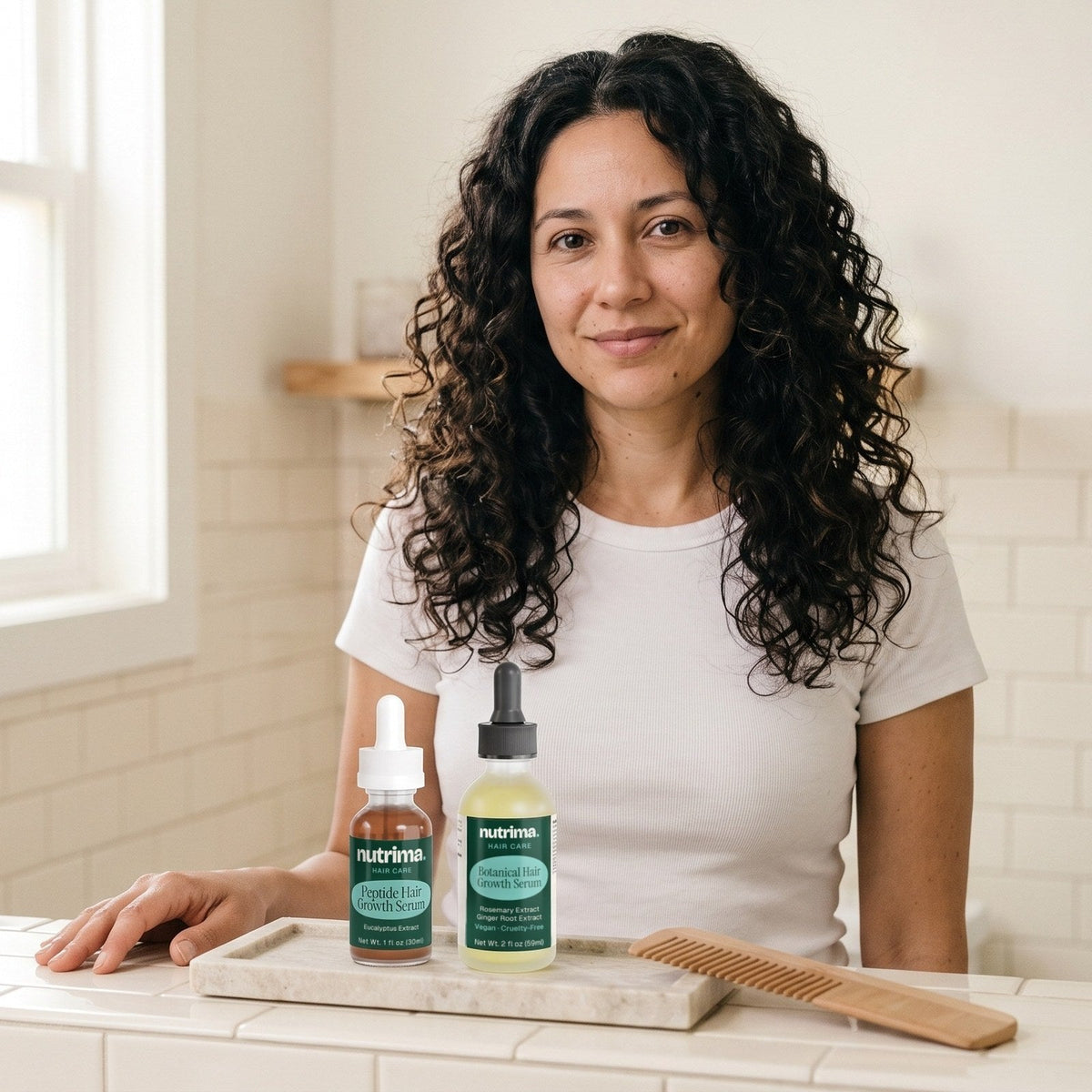 Hair Care — nutrima products with a brand model — AI-generated brand image