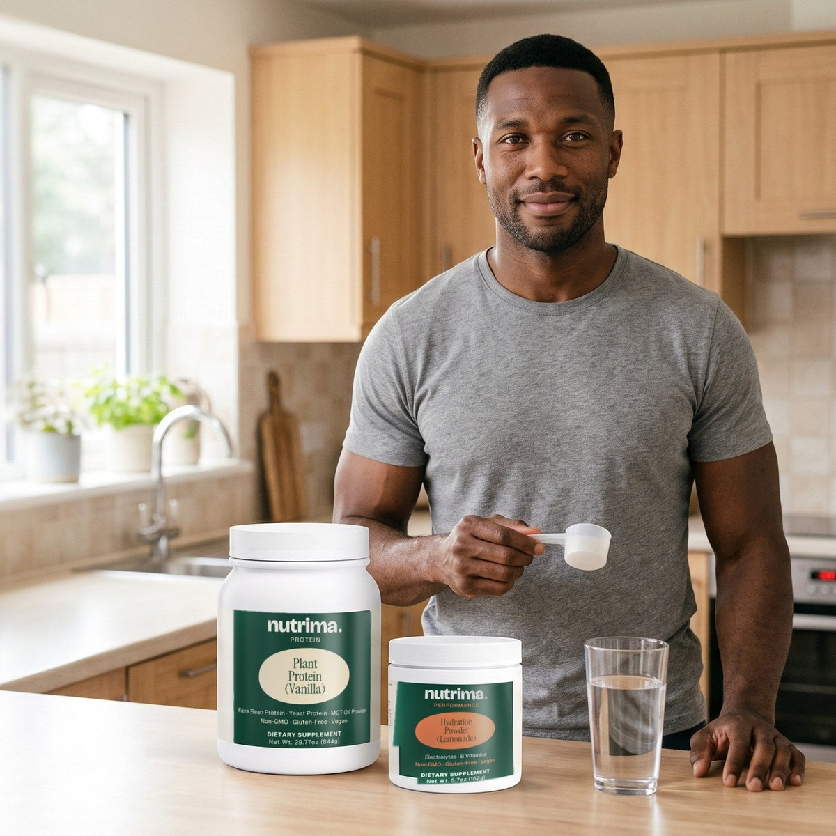 Powders — nutrima products with a brand model — AI-generated brand image