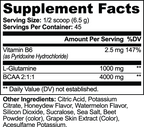 Supplement facts label detailing nutrients for BCAA Post Workout Powder in Honeydew/Watermelon flavor by nutrima.