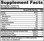 Supplement facts for Bee Bread Powder (Bee Products) by nutrima displayed in a clear, organized chart format.