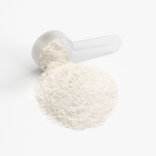 A clear scoop filled with Lychee Splash Energy Powder on a white background, showcasing the pre-workout supplement by nutrima