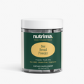 Clear container of Bee Bread Powder with green label, featuring 30 sachets for dietary supplement use by nutrima.