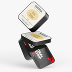 Floating packaging of Iron Strips in black and yellow boxes showcasing dietary supplement by nutrima.