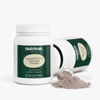 Two jars of Advanced 100% Whey Protein Isolate (Chocolate) with powder and a scoop visible, by nutrima.