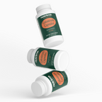 Three bottles of Colostrum Capsules showcasing the distinctive green label and white caps, by nutrima.