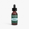 Brown dropper bottle of Vitamin C Serum featuring a teal label and black lid, showcasing facial care by nutrima.