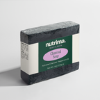 Black Charcoal Soap with Peppermint Oil, featuring a clear label and distinct packaging by nutrima.