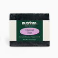 Black Charcoal Soap with a minty scent, featuring distinct packaging design by nutrima.