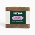 Oat Milk Honey Soap in a square shape with a creamy brown color and natural ingredients by nutrima.