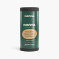 Green cylindrical packaging of Sweet Brew Instant Coffee (Dark Roast) by nutrima, featuring a brown label and black lid.