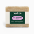 Rich Sandalwood Soap with a creamy texture and distinctive packaging, featuring ingredients like olive oil and shea butter, b