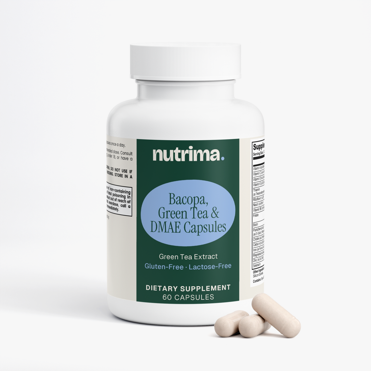 Bacopa, Green Tea & DMAE Capsules, 60 Count by nutrima, product image 2