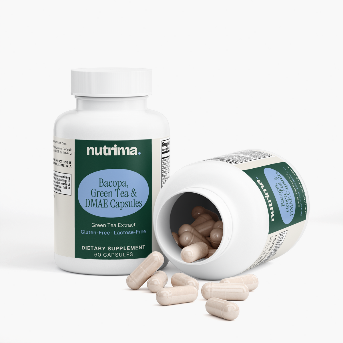 Bacopa, Green Tea & DMAE Capsules, 60 Count by nutrima, product image 3