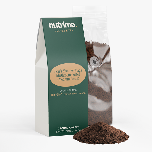 Lion's Mane & Chaga Mushroom Coffee (Medium Roast), 12 oz by nutrima, product image 2