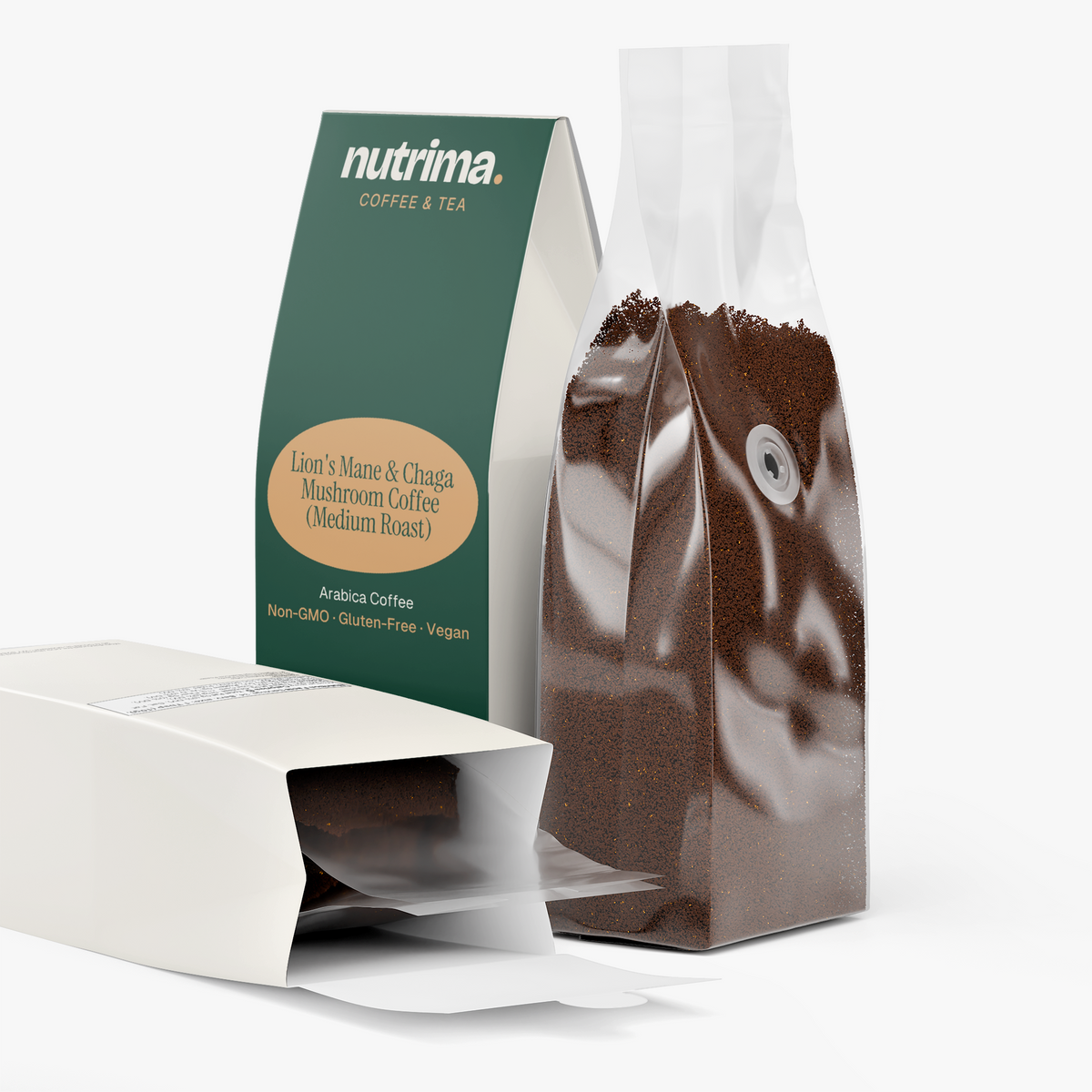 Lion's Mane & Chaga Mushroom Coffee (Medium Roast), 12 oz by nutrima, product image 3