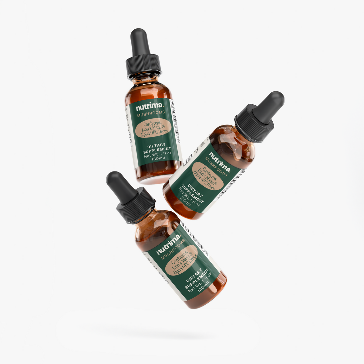 Cordyceps, Lion's Mane & Alpha GPC Drops, 1 fl oz by nutrima, product image 4