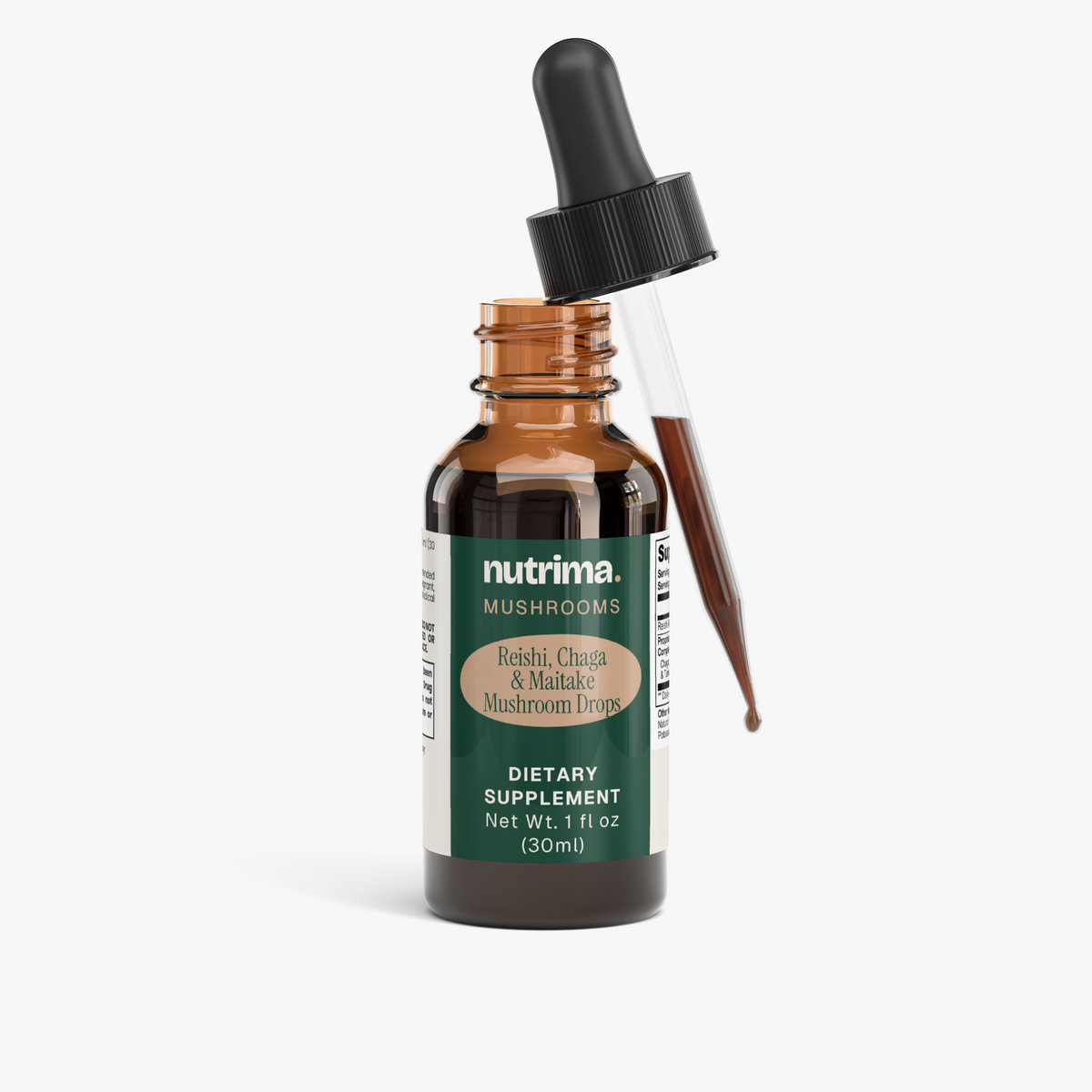 Reishi, Chaga & Maitake Mushroom Drops, 1 fl oz by nutrima, product image 2