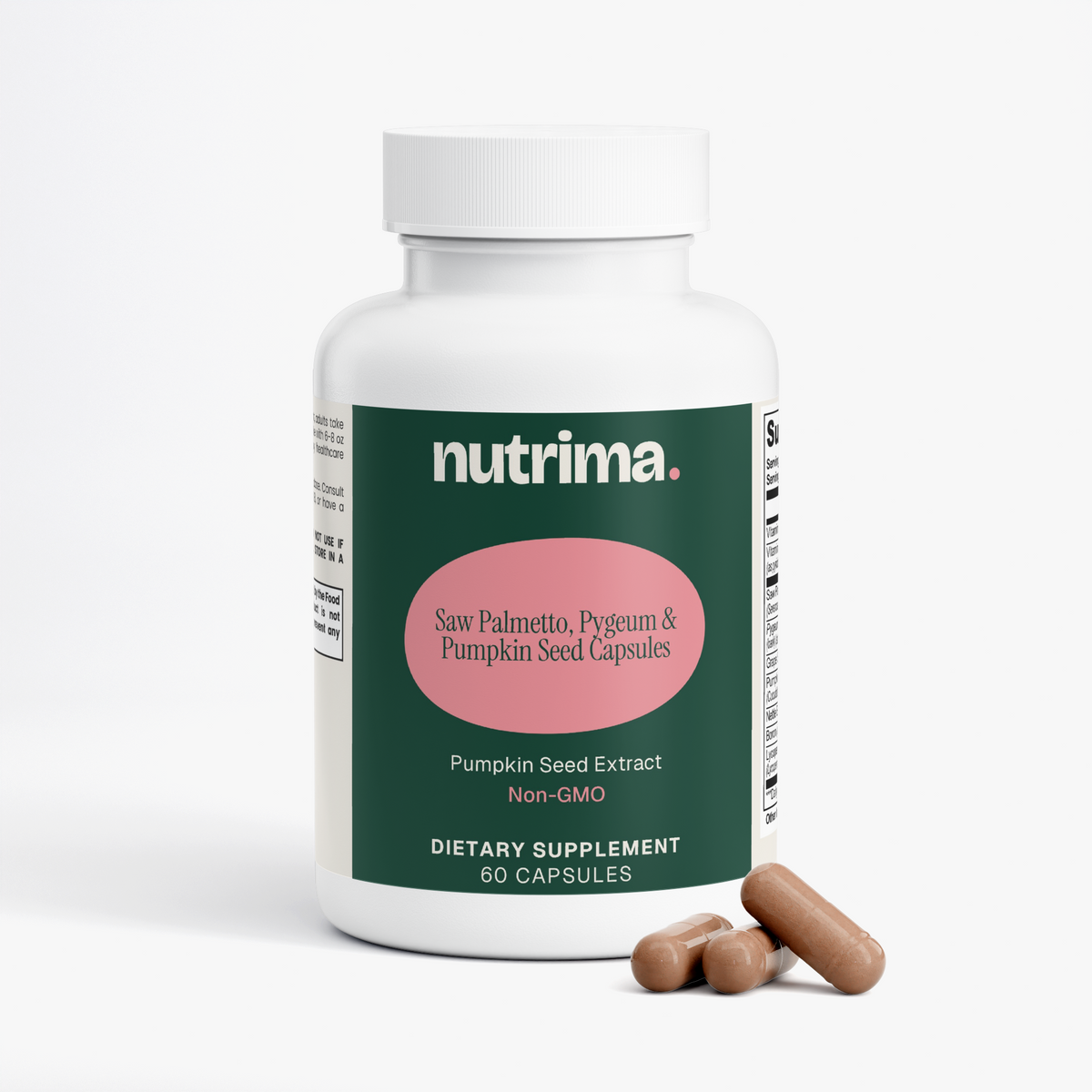 Saw Palmetto, Pygeum & Pumpkin Seed Capsules, 60 Count by nutrima, product image 2