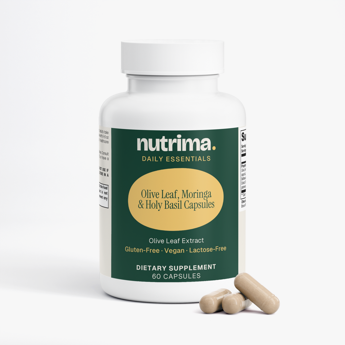 Olive Leaf, Moringa & Holy Basil Capsules, 60 Count by nutrima, product image 2