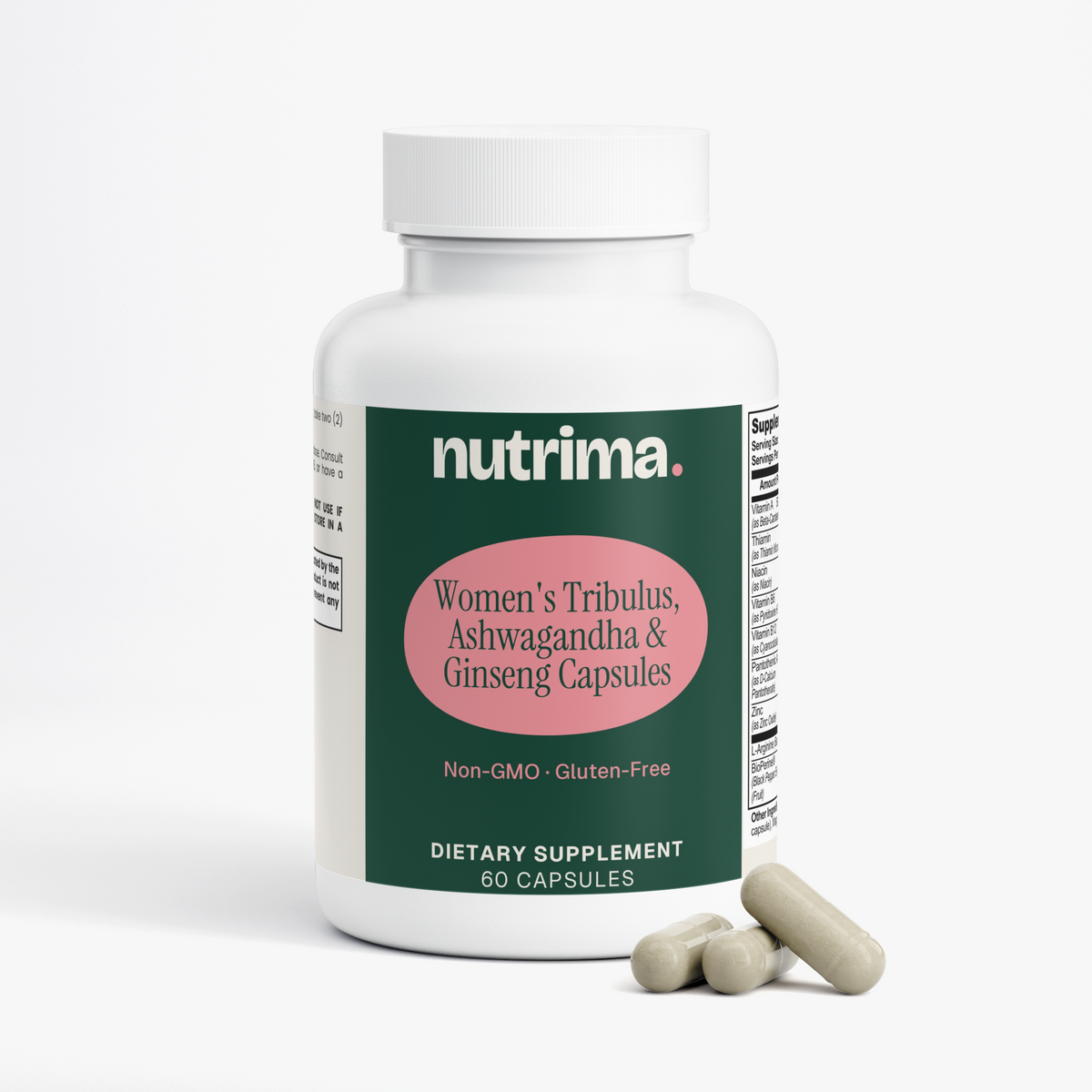 Women's Tribulus, Ashwagandha & Ginseng Capsules, 60 Count by nutrima, product image 2