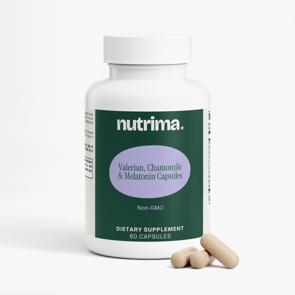 Valerian, Chamomile & Melatonin Capsules, 60 Count by nutrima, product image 2