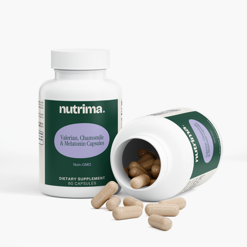 Valerian, Chamomile & Melatonin Capsules, 60 Count by nutrima, product image 3