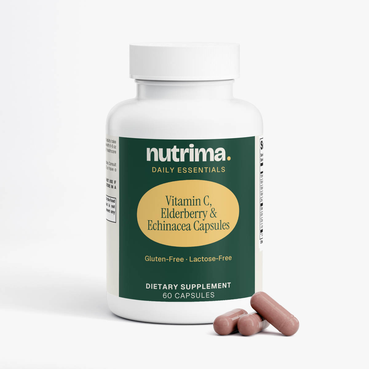 Vitamin C, Elderberry & Echinacea Capsules, 60 Count by nutrima, product image 2