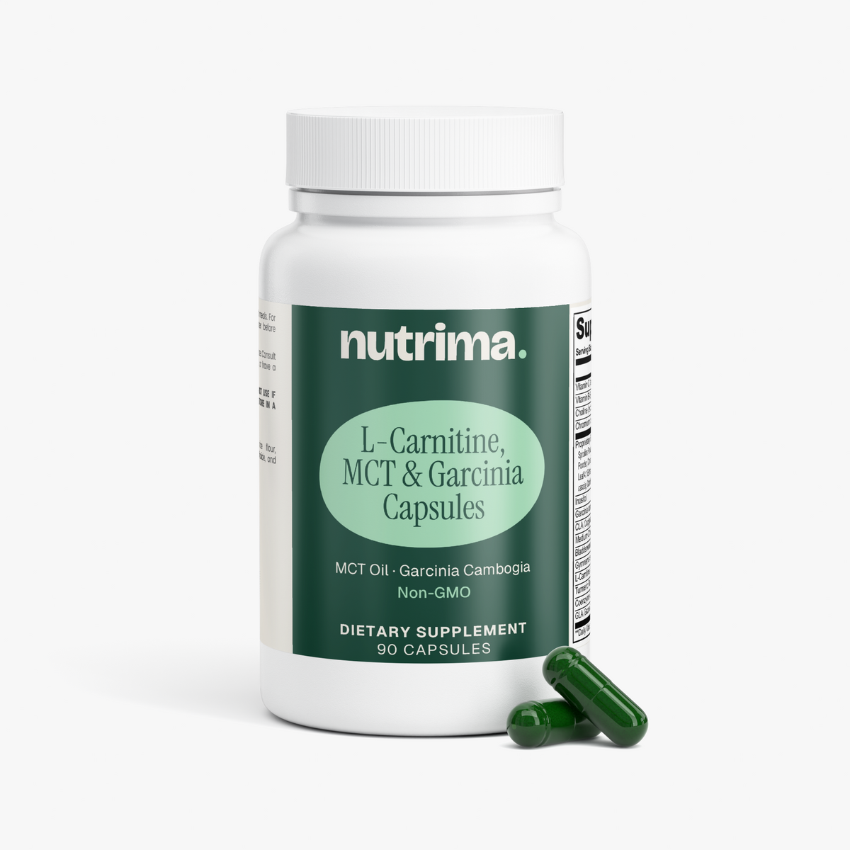 L-Carnitine, MCT & Garcinia Capsules, 90 Count by nutrima, product image 2