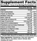 Nutritional information for Hydration Powder (Peach Mango), displaying serving details and ingredients by nutrima.