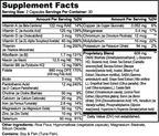 Supplement facts panel for Bacopa, Green Tea & DMAE Capsules, detailing vitamins and proprietary blend ingredients by nutrima.