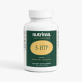 5-HTP dietary supplement bottle in white and green, featuring 60 capsules label by nutrima.