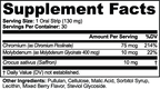 Supplement facts for Chromium, Saffron & Molybdenum Oral Strips showing ingredients and serving details by nutrima.