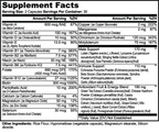 Supplement facts for Complete Multivitamin (Vitamins & Minerals) by nutrima, detailing nutrients and daily values.