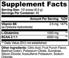 Supplement facts label for BCAA Shock Powder in Fruit Punch flavor, detailing serving size and ingredients by nutrima.