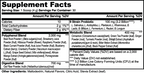 Nutritional label detailing supplement facts for Reds Superfood by nutrima, including polyphenol and probiotic blends.