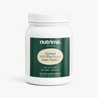 White container of Advanced 100% Whey Protein Isolate (Vanilla) featuring green label design by nutrima.