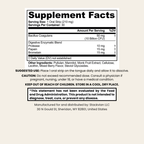 Supplement facts label for Bacillus Coagulans + Enzyme Oral Strips, 30 Count, with ingredients, suggested use and warnings