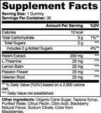 Nutritional label for Reishi, L-Theanine & Lemon Balm Gummies, by nutr