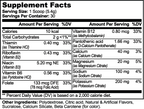 Supplement facts for Hydration Powder (Passion Fruit) with nutritional details and ingredients by nutrima.