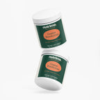 Two jars of Creatine Monohydrate with green labels and white lids, showcasing the product by nutrima.