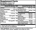 Supplement facts label for Alpha-GPC & L-Theanine Drink Mix (Sour Candy) detailing serving size, nutrients, and ingredients by nutrima.
