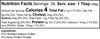 Nutritional facts card featuring details for Hemp Harvest Coffee (Medium Roast) by nutrima, highlighting serving size and ing
