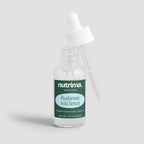 Clear bottle with dropper showcasing Hyaluronic Acid Serum, featuring a green label by nutrima.