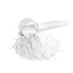 White powder of L-Glutamine with a measuring scoop, highlighting its fine texture and distinct packaging by nutrima.