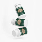 Three bottles of Lion's Mane Mushroom dietary supplement showcasing their green and beige design, by nutrima.