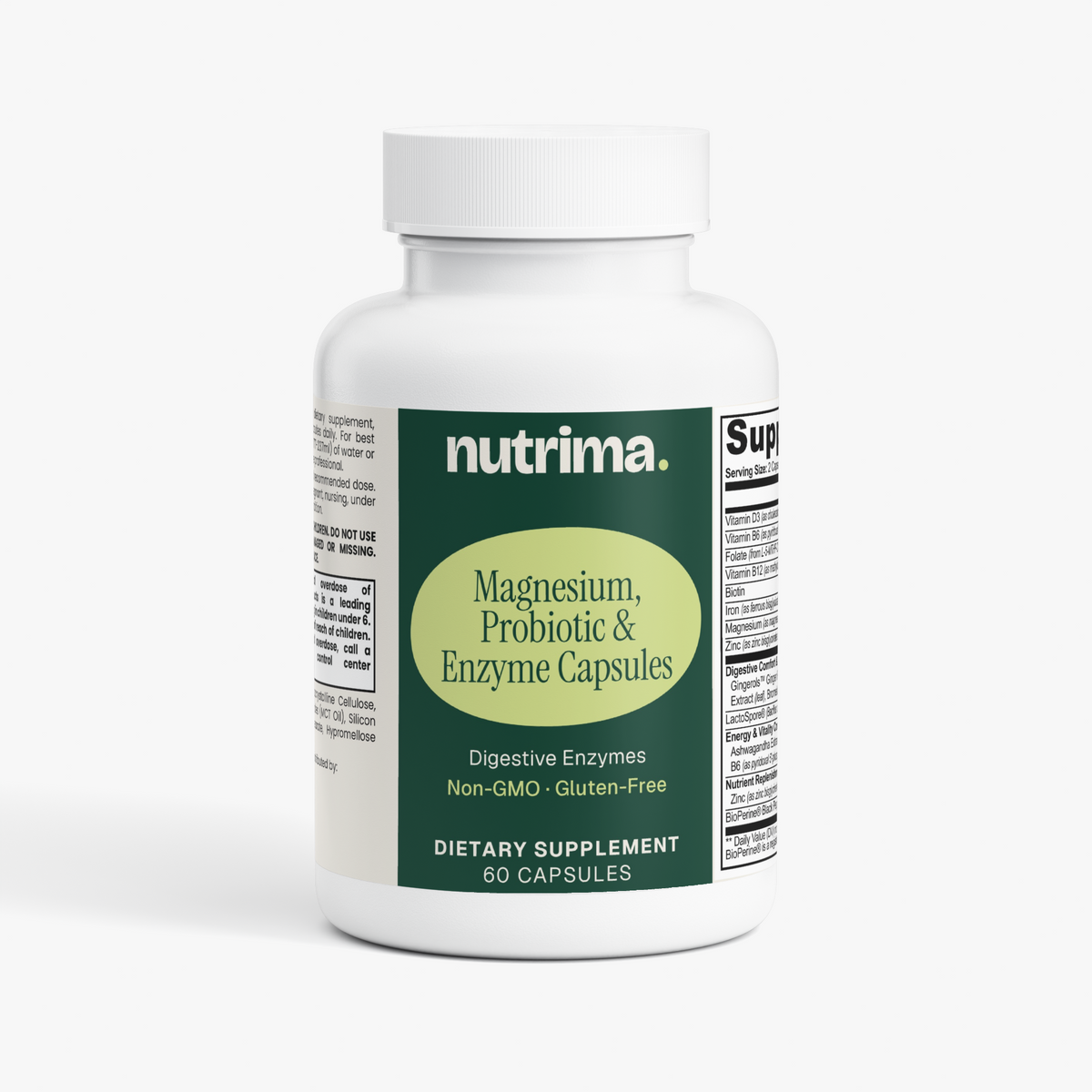Magnesium, Probiotic & Enzyme Capsules, 60 Count