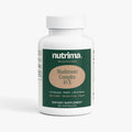 Mushroom Complex 10 X dietary supplement bottle in white and green, featuring 60 vegan capsules by nutrima.