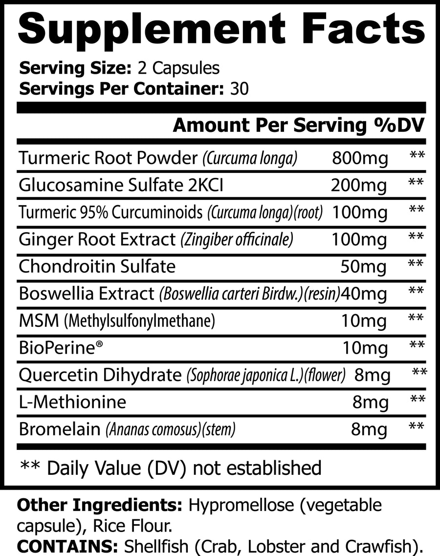 Supplement facts label showing ingredients and serving size for Platinum Turmeric by nutrima, featuring turmeric and other co