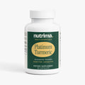 Platinum Turmeric dietary supplement in a white bottle with a green label, featuring 60 capsules by nutrima.